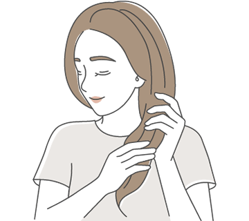 内側・毛先に馴染ませる