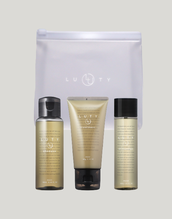 LUTY ルーティー  シャンプー / トリートメント / ヘアオイル トライアルセット（ポーチ付き）(モイスト)